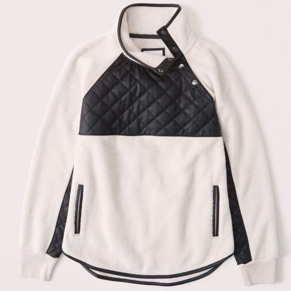 Abercrombie & Fitch Snap-Up Vegan Leather Fleece